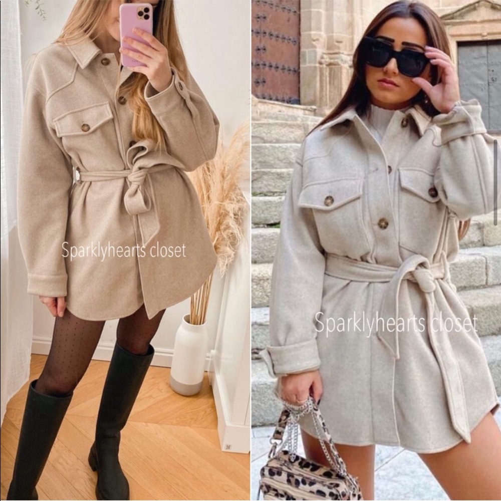 🎉HP🎉NWT Zara Belted Overshirt - Picture 7 of 12